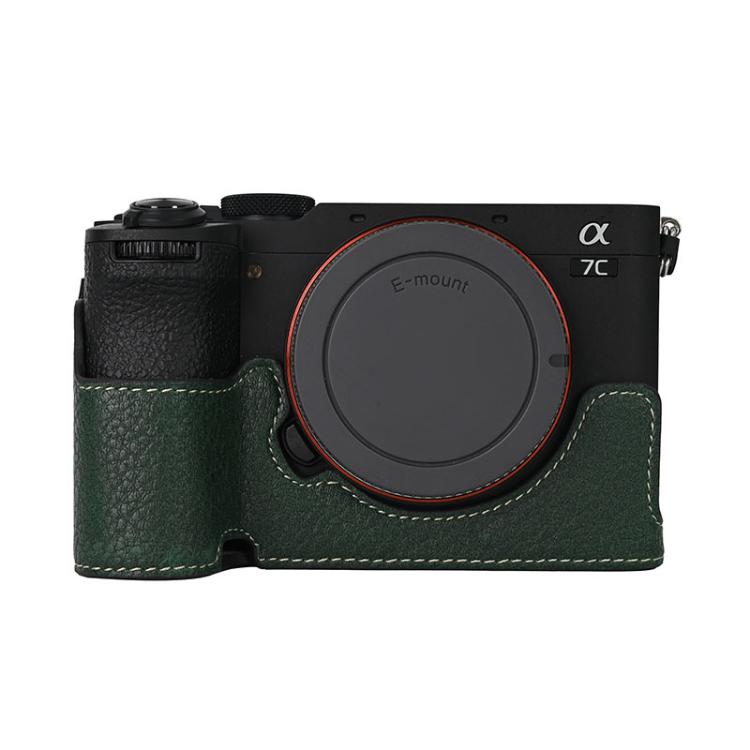 For Sony ILCE-7CM2 / Alpha 7C II Litchi Texture PU Leather Camera Half Case Base(Green) - free shipping - PMC TechLife - Order now!