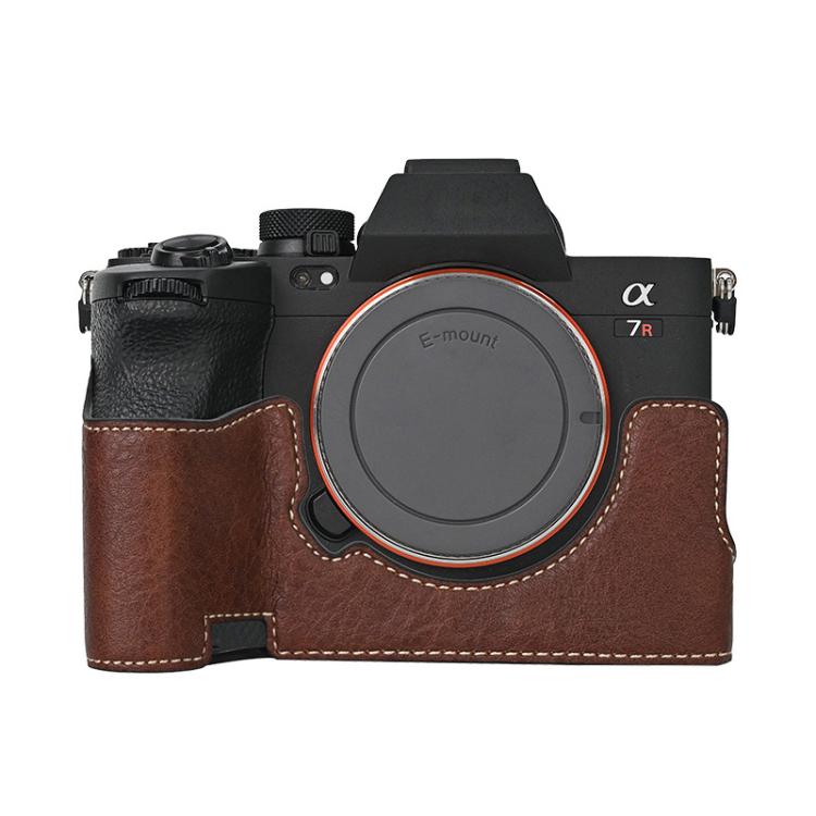 For Sony ILCE7RM5 / A7R5 Litchi Texture PU Leather Camera Half Case Base(Coffee) - free shipping - PMC TechLife - Order now!
