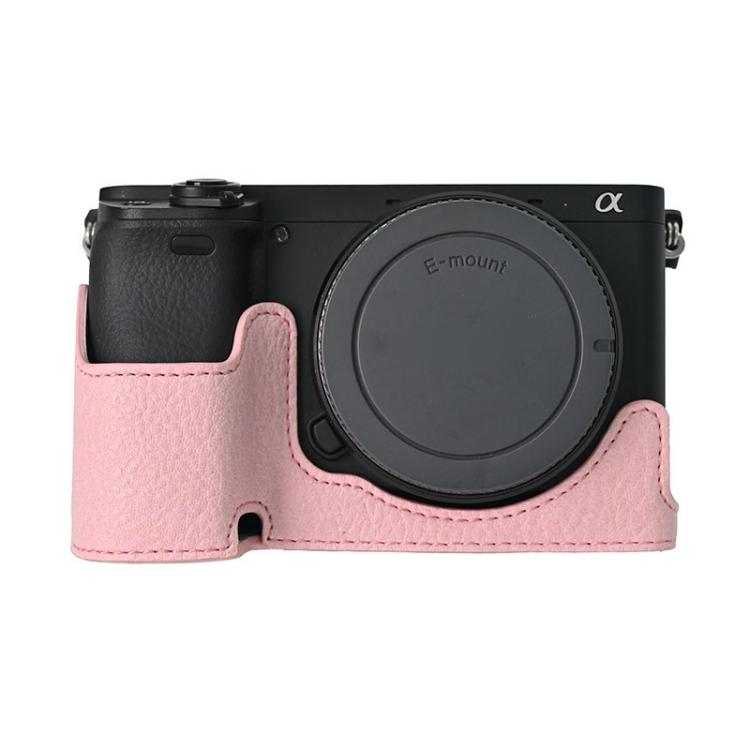 For Sony ILCE-6400 / A6300 / A6200 Litchi Texture PU Leather Camera Half Case Base(Pink) - free shipping - PMC TechLife - Order now!
