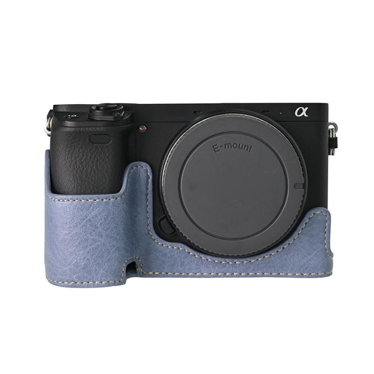 For Sony ILCE-6400 / A6300 / A6200 Litchi Texture PU Leather Camera Half Case Base(Blue) - free shipping - PMC TechLife - Order now!