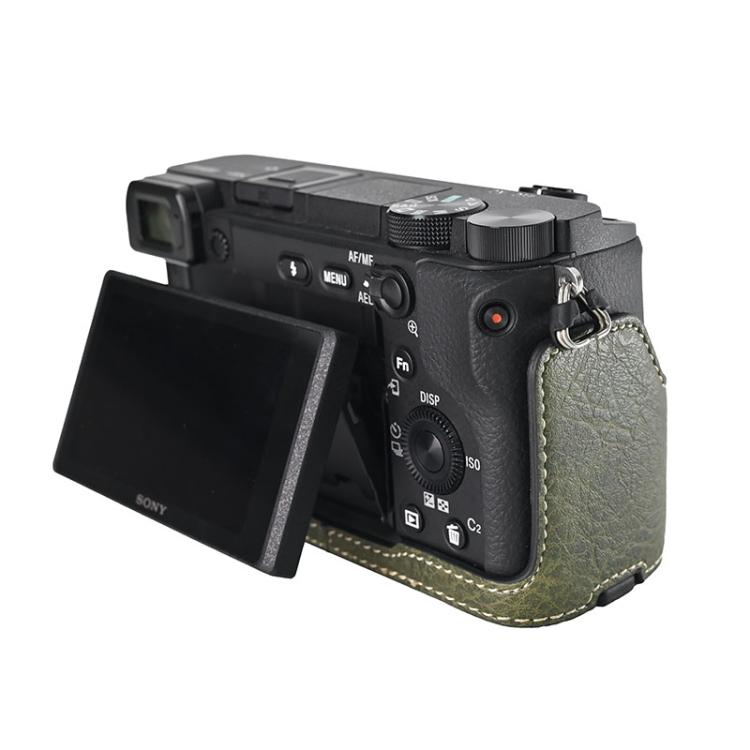 For Sony ILCE-6400 / A6300 / A6200 Litchi Texture PU Leather Camera Half Case Base(Green) - free shipping - PMC TechLife - Order now!