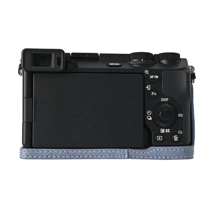 For Sony ILCE-6700 / A6700 Litchi Texture PU Leather Camera Half Case Base(Blue) - free shipping - PMC TechLife - Order now!