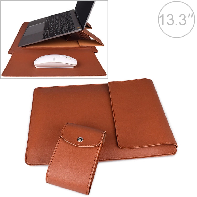 PU05 Sleeve Leather Case Carrying Bag with Small Storage Bag for 13.3 inch Laptop(Yellow) - free shipping - PMC Jewellery - Order now!