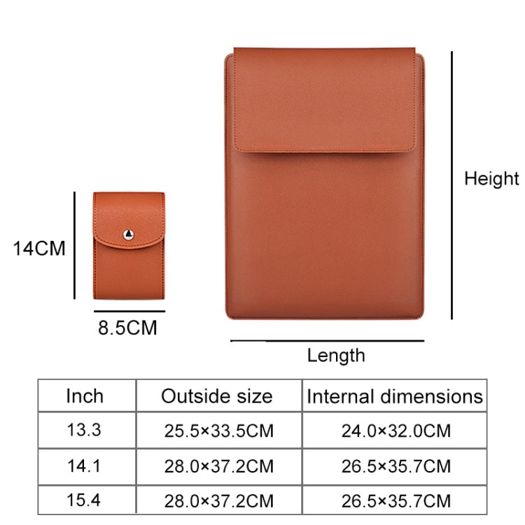 PU05 Sleeve Leather Case Carrying Bag with Small Storage Bag for 13.3 inch Laptop(Yellow) - free shipping - PMC Jewellery - Order now!