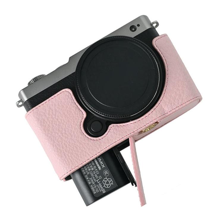 For Panasonic LUMIX S9 Litchi Texture PU Leather Camera Half Case Base(Pink) - free shipping - PMC TechLife - Order now!