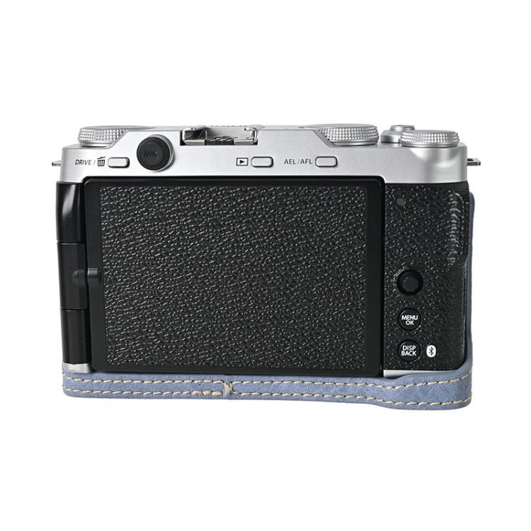 For FUJIFILM X-M5 Litchi Texture PU Leather Camera Half Case Base(Blue) - free shipping - PMC TechLife - Order now!