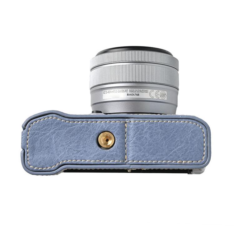 For FUJIFILM X-M5 Litchi Texture PU Leather Camera Half Case Base(Blue) - free shipping - PMC TechLife - Order now!