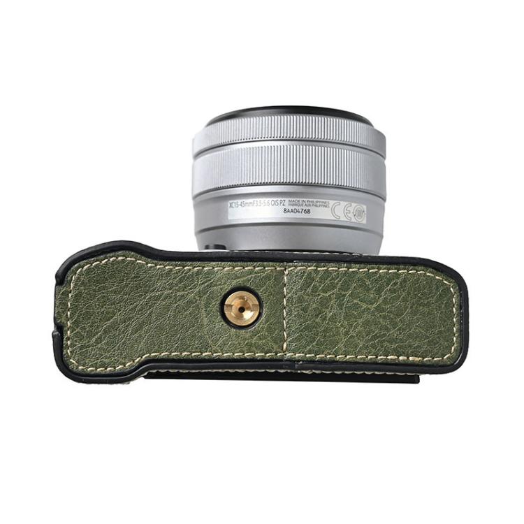 For FUJIFILM X-M5 Litchi Texture PU Leather Camera Half Case Base(Green) - free shipping - PMC TechLife - Order now!