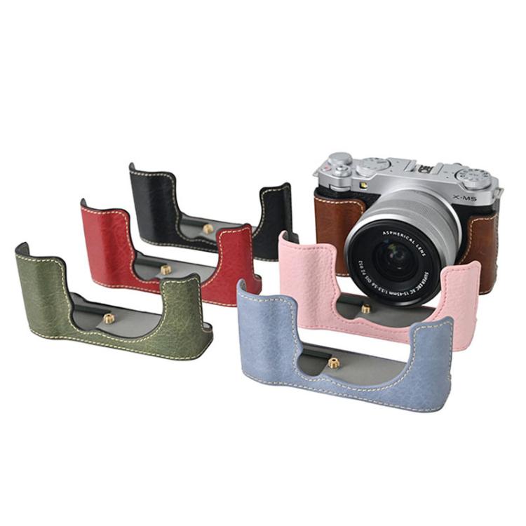 For FUJIFILM X-M5 Litchi Texture PU Leather Camera Half Case Base(Wine Red) - free shipping - PMC TechLife - Order now!