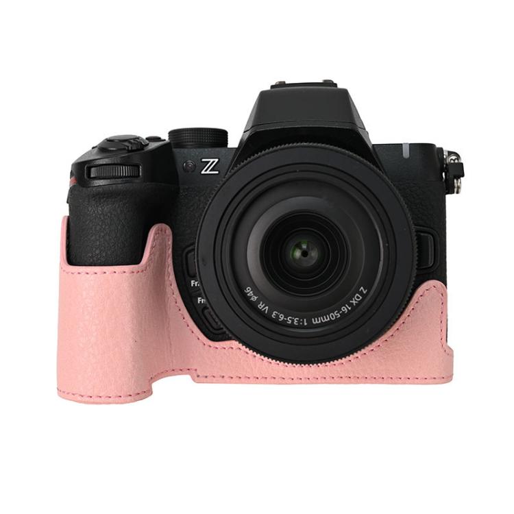 For Nikon Z50II Litchi Texture PU Leather Camera Half Case Base(Pink) - free shipping - PMC TechLife - Order now!
