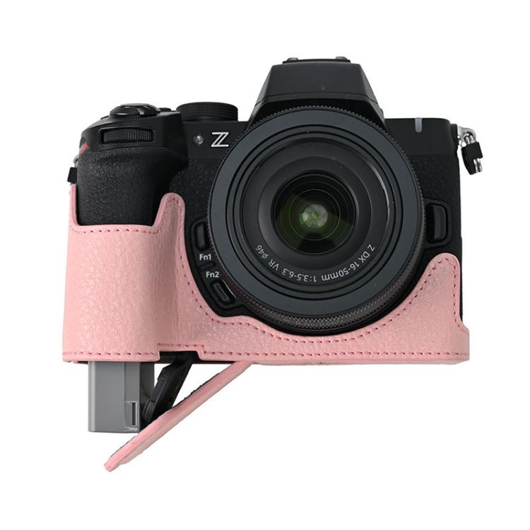 For Nikon Z50II Litchi Texture PU Leather Camera Half Case Base(Pink) - free shipping - PMC TechLife - Order now!