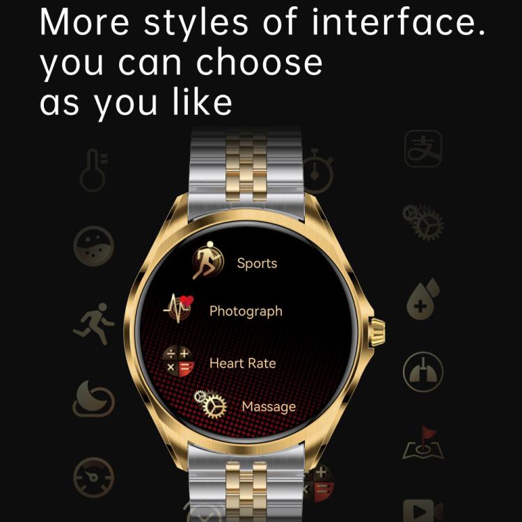 H78 1.43 inch AMOLED Screen Health & Fitness Smart Watch IP67 Waterproof Support BT Call(Gold Shell Blue Leather) - free shipping - PMc TechLife - Order now!