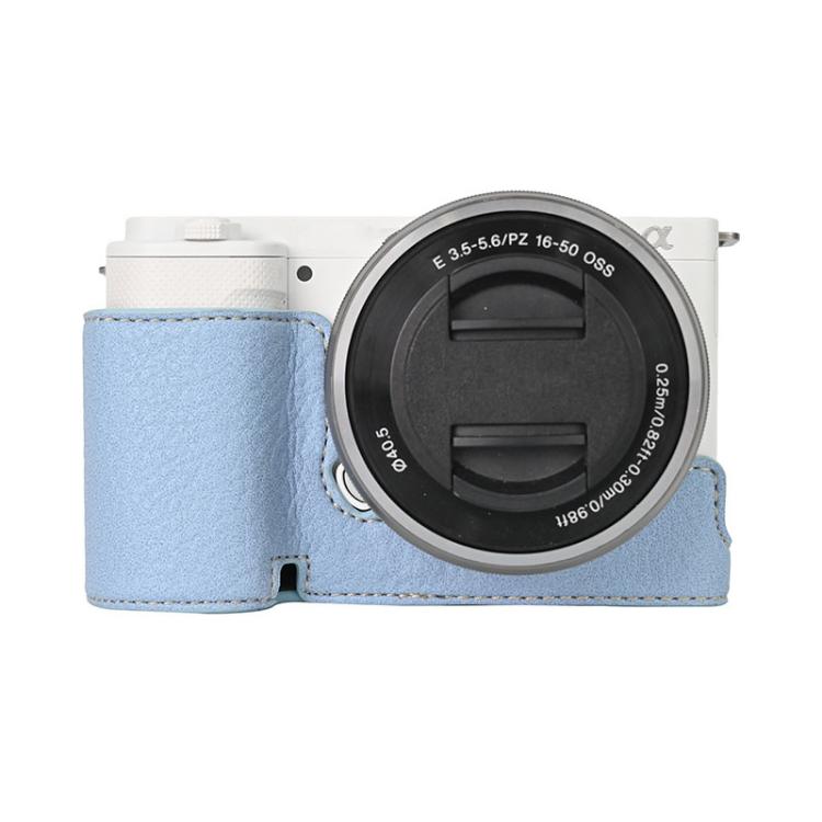For Sony ZV-E10 Litchi Texture PU Leather Camera Half Case Base(Blue) - free shipping - PMC TechLife - Order now!