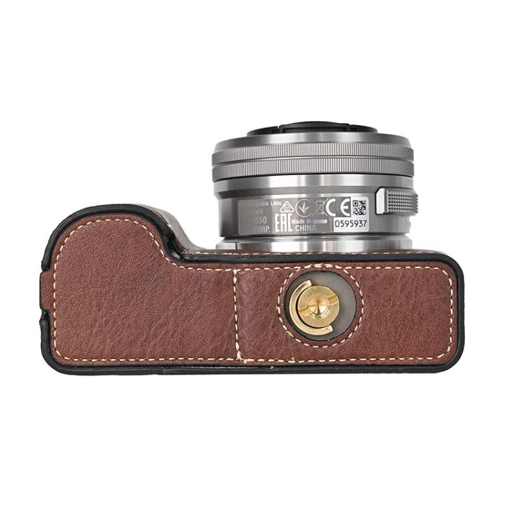 For Sony ZV-E10 Litchi Texture PU Leather Camera Half Case Base(Coffee) - free shipping - PMC TechLife - Order now!