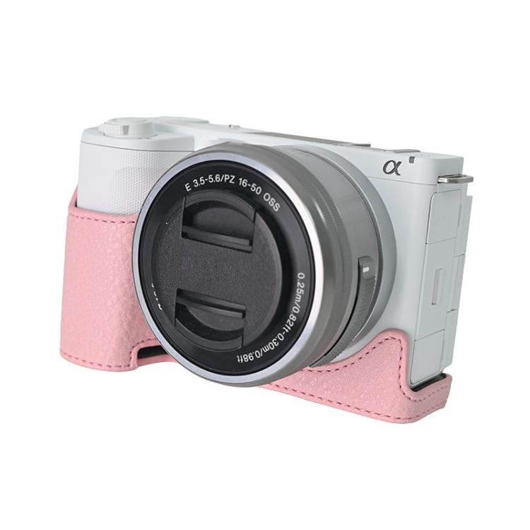 For Sony Alpha ZV-E10 II / ZV-E10M2 Litchi Texture PU Leather Camera Half Case Base(Pink) - free shipping - PMC TechLife - Order now!