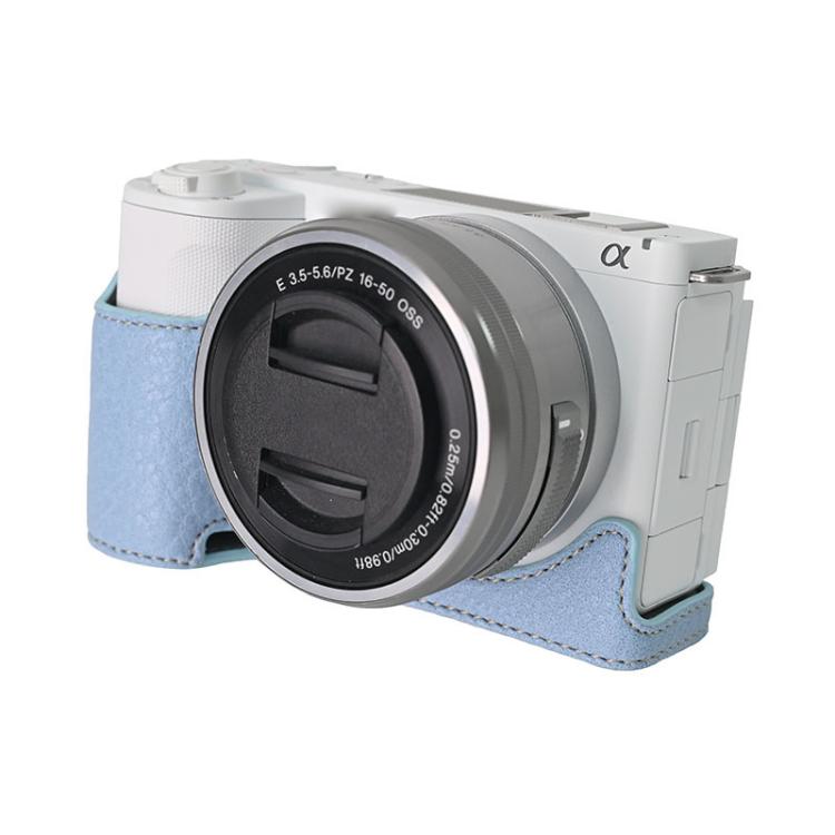 For Sony Alpha ZV-E10 II / ZV-E10M2 Litchi Texture PU Leather Camera Half Case Base(Blue) - free shipping - PMC TechLife - Order now!