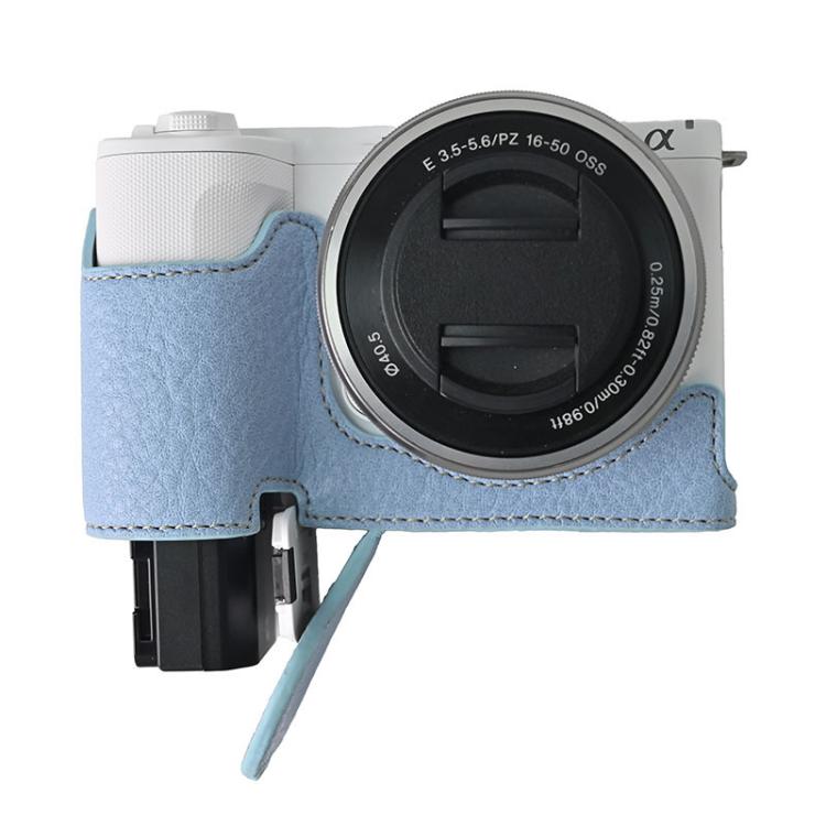 For Sony Alpha ZV-E10 II / ZV-E10M2 Litchi Texture PU Leather Camera Half Case Base(Blue) - free shipping - PMC TechLife - Order now!
