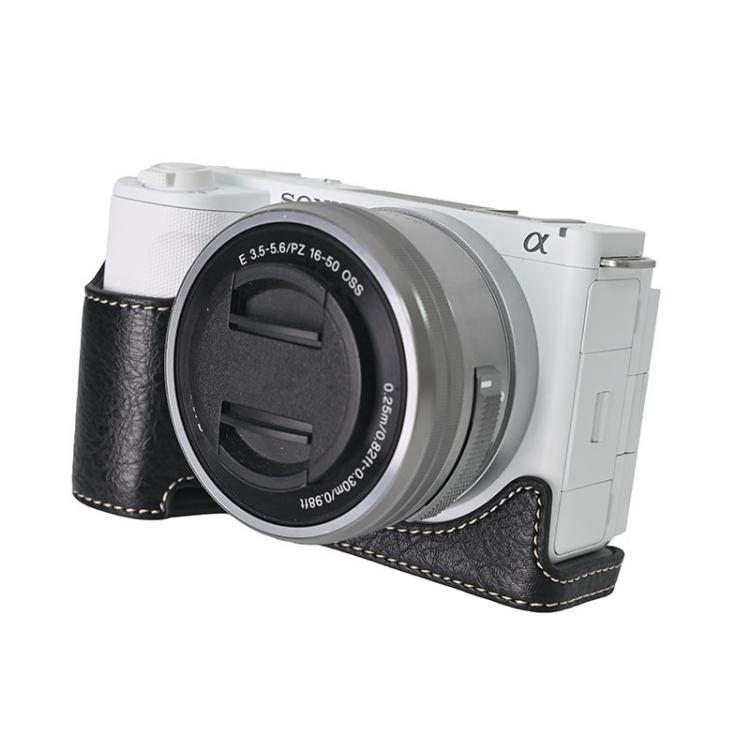 For Sony Alpha ZV-E10 II / ZV-E10M2 Litchi Texture PU Leather Camera Half Case Base(Black) - free shipping - PMC TechLife - Order now!