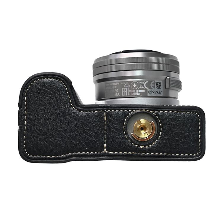 For Sony Alpha ZV-E10 II / ZV-E10M2 Litchi Texture PU Leather Camera Half Case Base(Black) - free shipping - PMC TechLife - Order now!