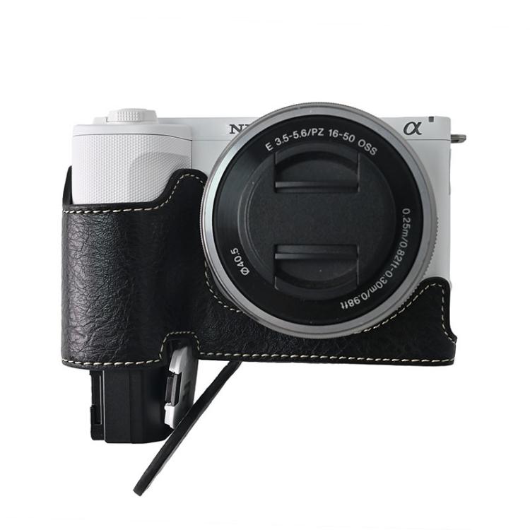 For Sony Alpha ZV-E10 II / ZV-E10M2 Litchi Texture PU Leather Camera Half Case Base(Black) - free shipping - PMC TechLife - Order now!