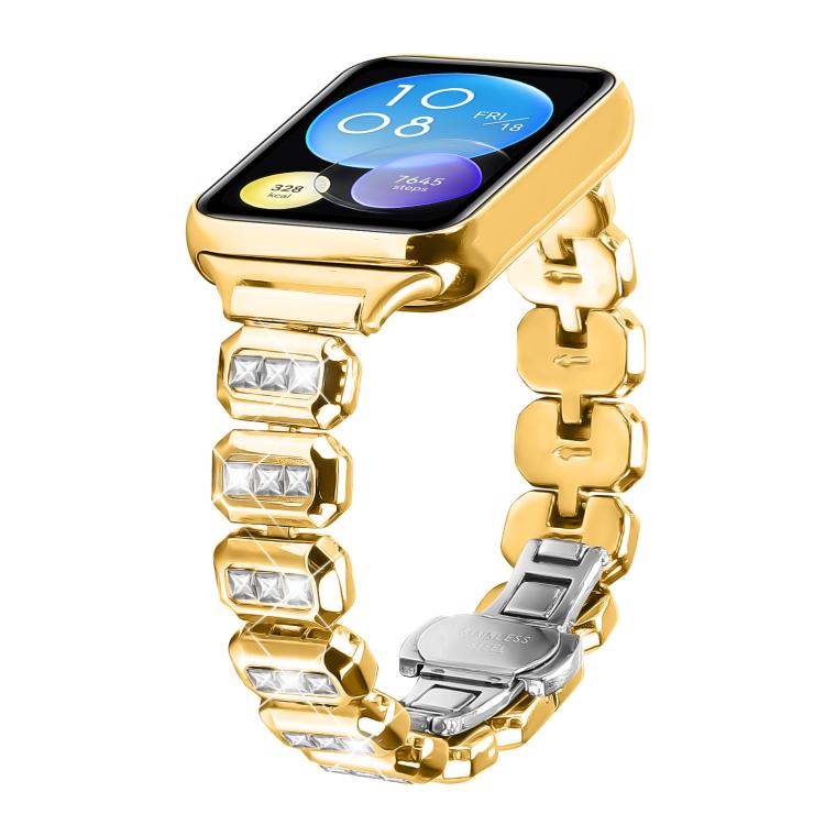 For Xiaomi Mi Band 8 Pro / Redmi Watch 4 Small Square Diamonds Butterfly Buckle Metal Watch Band(Gold) - free shipping - PMC TechLife - Order now!
