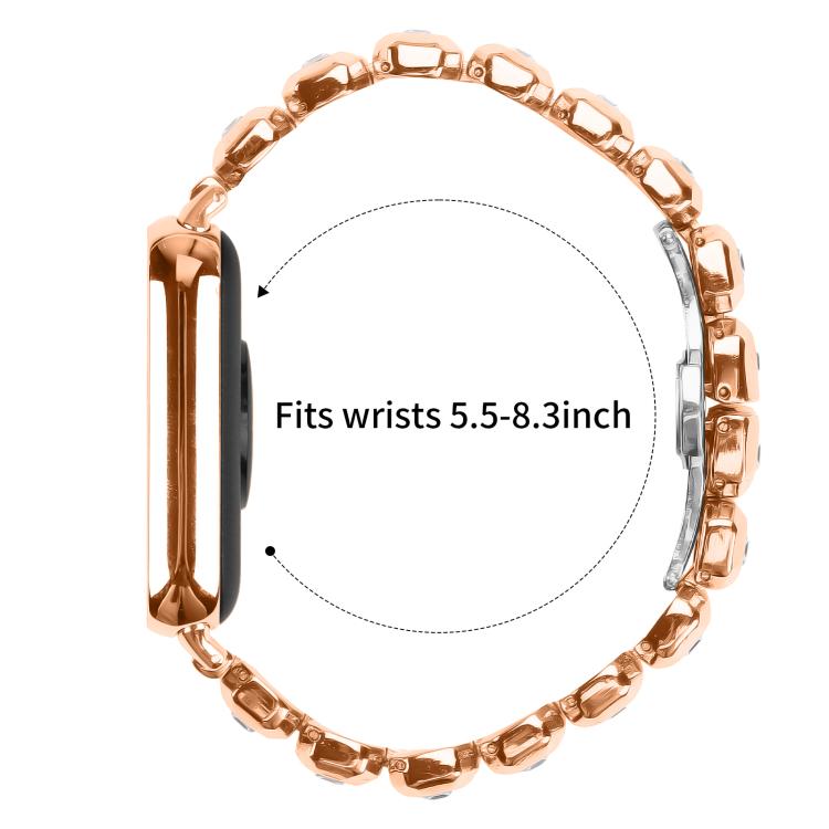 For Xiaomi Mi Band 8 Pro / Redmi Watch 4 Small Square Diamonds Butterfly Buckle Metal Watch Band(Rose Gold) - free shipping - PMC TechLife - Order now!