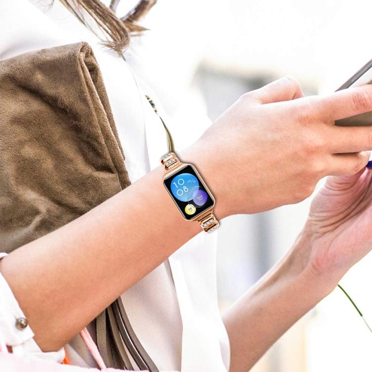 For Xiaomi Mi Band 8 Pro / Redmi Watch 4 Small Square Diamonds Butterfly Buckle Metal Watch Band(Rose Gold) - free shipping - PMC TechLife - Order now!