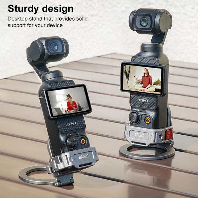 For DJI Osmo Pocket 3 BRDRC Smartphone Teleprompter Stand Desktop Clamp Cold Shoe Extension Mount(Dark Grey) - free shipping - PMC TechLife - Order now!