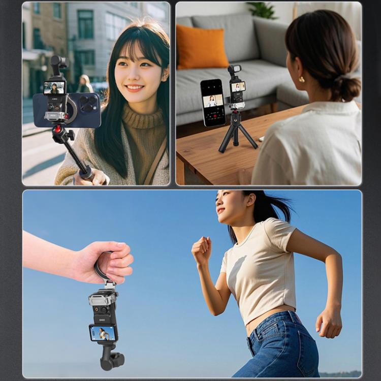 For DJI Osmo Pocket 3 BRDRC Smartphone Teleprompter Stand Desktop Clamp Cold Shoe Extension Mount(Dark Grey) - free shipping - PMC TechLife - Order now!