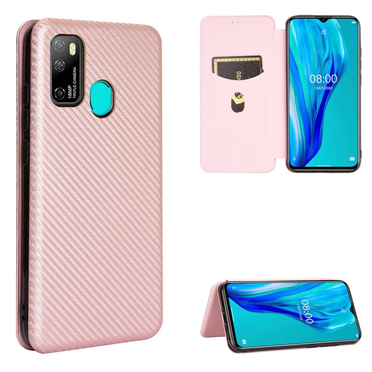 For Ulefone Note 9P Carbon Fiber Texture Horizontal Flip TPU + PC + PU Leather Case with Card Slot & Lanyard(Pink) - Ulefone Cases by PMC Jewellery | Online Shopping South Africa | PMC Jewellery | Buy Now Pay Later Mobicred