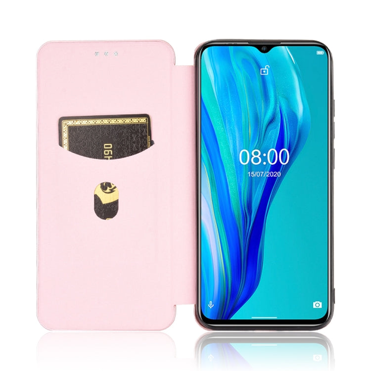 For Ulefone Note 9P Carbon Fiber Texture Horizontal Flip TPU + PC + PU Leather Case with Card Slot & Lanyard(Pink) - Ulefone Cases by PMC Jewellery | Online Shopping South Africa | PMC Jewellery | Buy Now Pay Later Mobicred