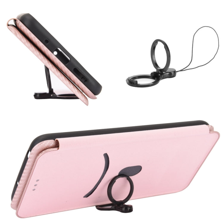 For Ulefone Note 9P Carbon Fiber Texture Horizontal Flip TPU + PC + PU Leather Case with Card Slot & Lanyard(Pink) - Ulefone Cases by PMC Jewellery | Online Shopping South Africa | PMC Jewellery | Buy Now Pay Later Mobicred