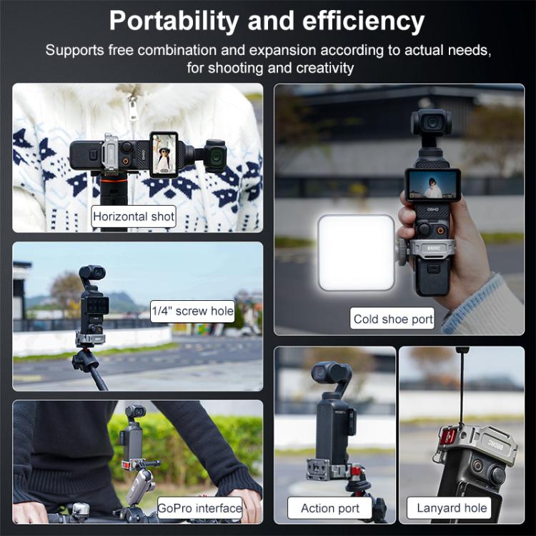 For DJI Osmo Pocket 3 BRDRC Quick Assembly Multi-function Cold Shoe Extension Mount(Dark Grey) - free shipping - PMC TechLife - Order now!
