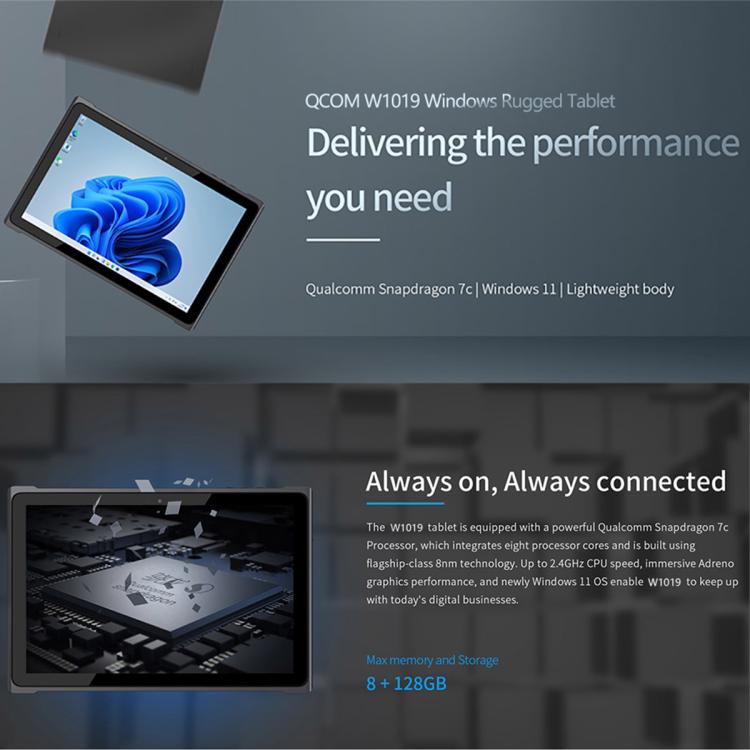 QCOM W1019 Windows 11 Pro Tablet PC, 8GB+128GB, 10.1 inch Qualcomm SC7180 Kryo 468 8C8T Octa Core, Network: 4G, OTG, Plug:AU Plug(White) - free shipping - PMc TechLife - Order now!