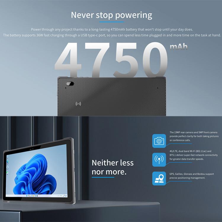 QCOM W1019 Windows 11 Pro Tablet PC, 8GB+128GB, 10.1 inch Qualcomm SC7180 Kryo 468 8C8T Octa Core, Network: 4G, OTG, Plug:EU Plug(Black) - free shipping - PMc TechLife - Order now!