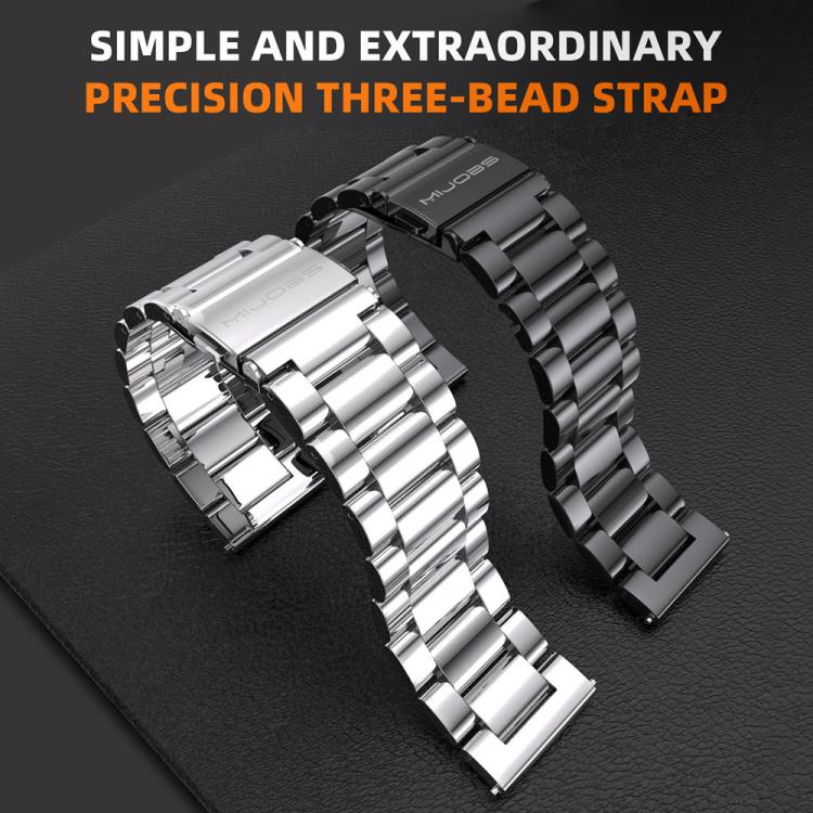 22mm MIJOBS Three Beads Metal Watch Band(Black) - free shipping - PMc TechLife - Order now!