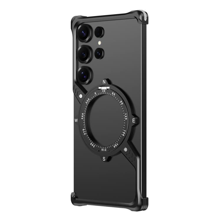 For Samsung Galaxy S24 Ultra 5G S Shaped 360 Holder Airbag Frameless MagSafe Metal Phone Case(Black) - free shipping - PMC TechLife - Order now!