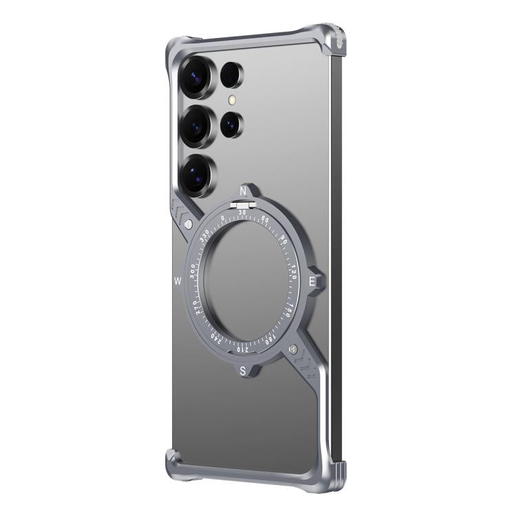 For Samsung Galaxy S23 Ultra 5G S Shaped 360 Holder Airbag Frameless MagSafe Metal Phone Case(Space Gray) - free shipping - PMC TechLife - Order now!
