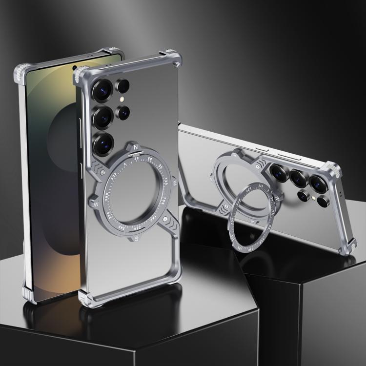 For Samsung Galaxy S23 Ultra 5G S Shaped 360 Holder Airbag Frameless MagSafe Metal Phone Case(Space Gray) - free shipping - PMC TechLife - Order now!