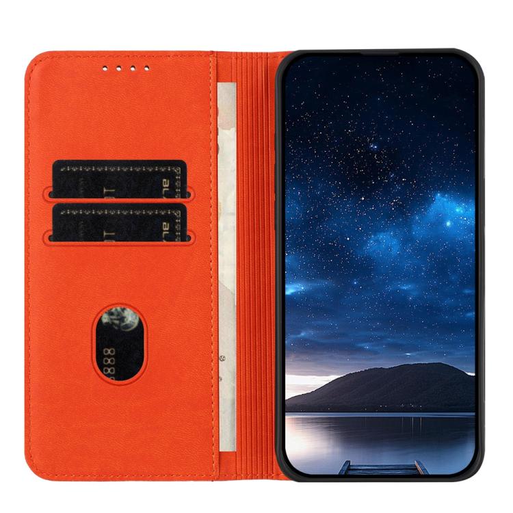 For iPhone 17 Strong Magnetic Frosted Flip Leather Phone Case(Orange) - free shipping - PMc TechLife - Order now!