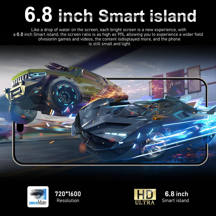 I16 Pro Max / VD1, 3GB+32GB, 6.8 inch Android 10 MTK6753 Octa Core, Network: 4G, Dual SIM, Plug:EU Plug(Sky Blue) - free shipping - PMc TechLife - Order now!
