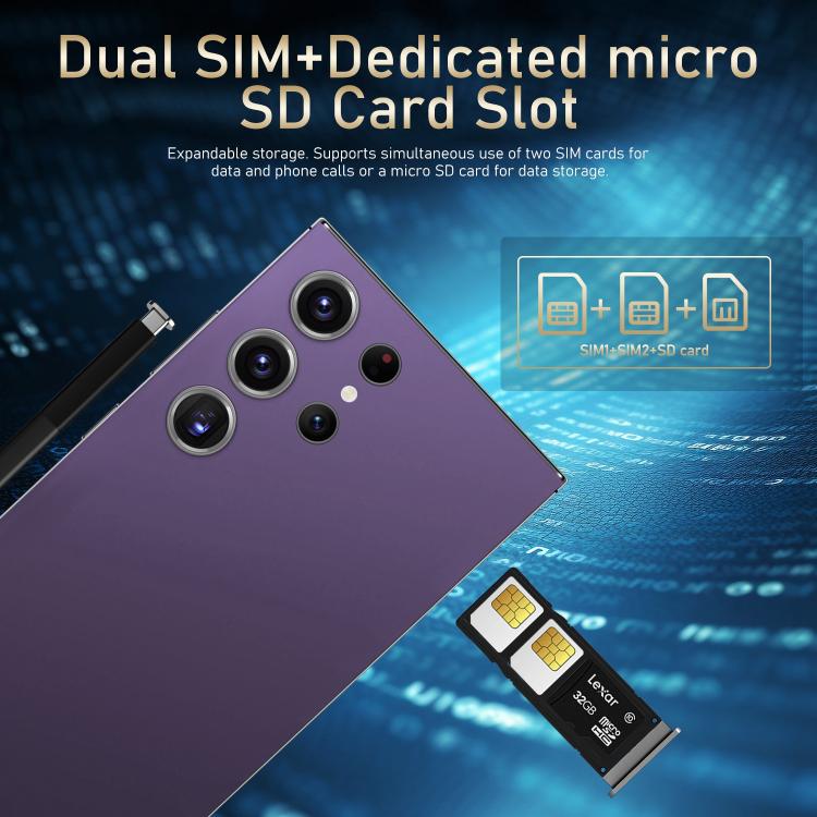 S24 Ultra / S7, 4GB+128GB, 6.75 inch Android 10 MTK6750 Octa Core, Network: 4G, Dual SIM, Plug:EU Plug(Purple) - free shipping - PMc TechLife - Order now!