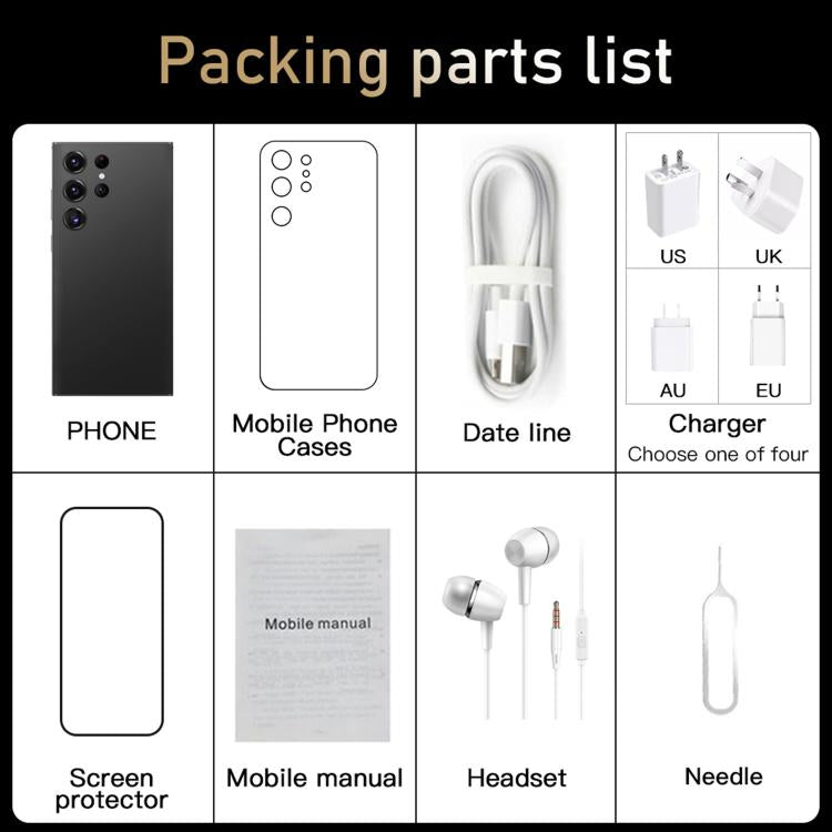 S24 Ultra / S7, 4GB+128GB, 6.75 inch Android 10 MTK6750 Octa Core, Network: 4G, Dual SIM, Plug:EU Plug(Gold) - free shipping - PMc TechLife - Order now!