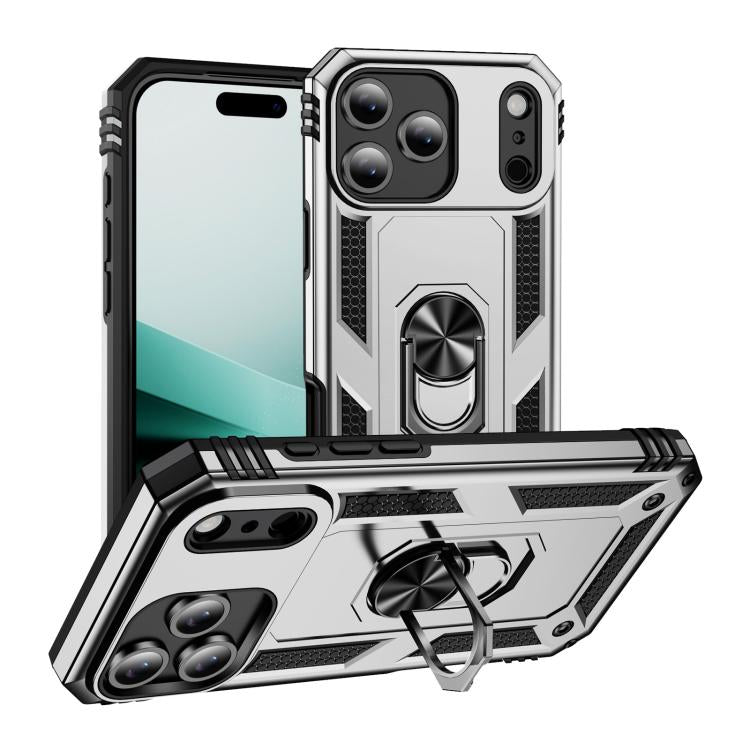 For iPhone 17 Air Shockproof TPU Hybrid PC Phone Case with Holder(Silver) - free shipping - PMc TechLife - Order now!
