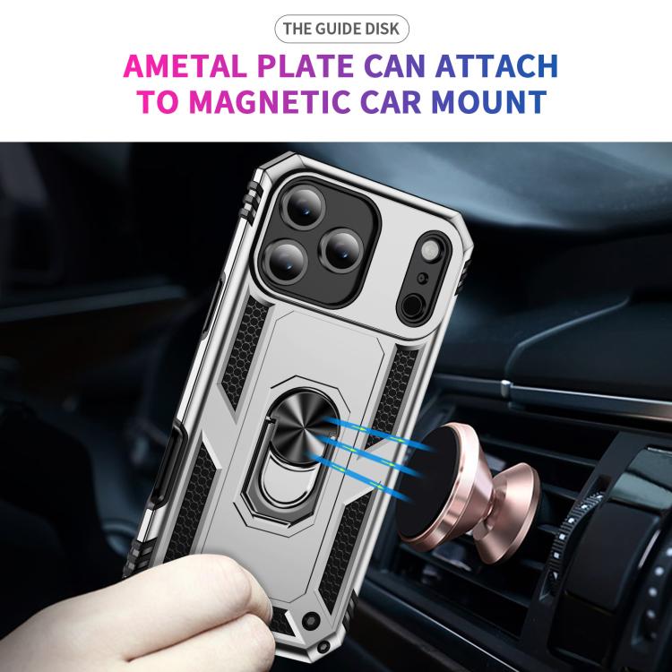 For iPhone 17 Air Shockproof TPU Hybrid PC Phone Case with Holder(Silver) - free shipping - PMc TechLife - Order now!