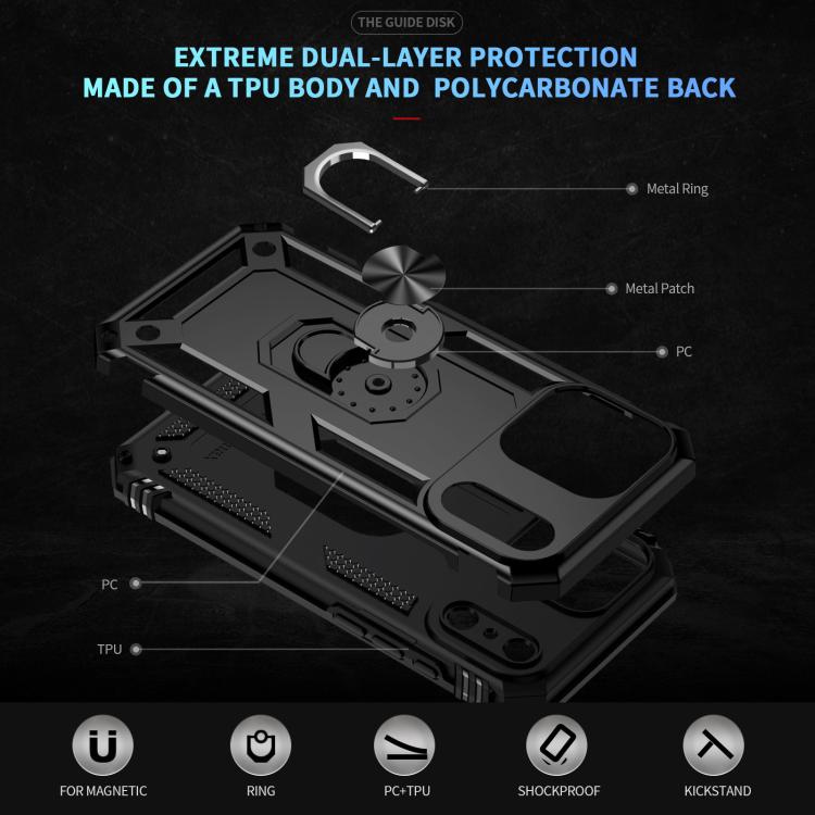 For iPhone 17 Pro Shockproof TPU Hybrid PC Phone Case with Holder(Black) - free shipping - PMc TechLife - Order now!