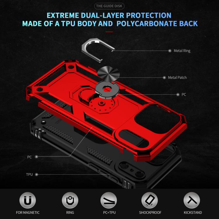 For iPhone 17 Pro Shockproof TPU Hybrid PC Phone Case with Holder(Red) - free shipping - PMc TechLife - Order now!