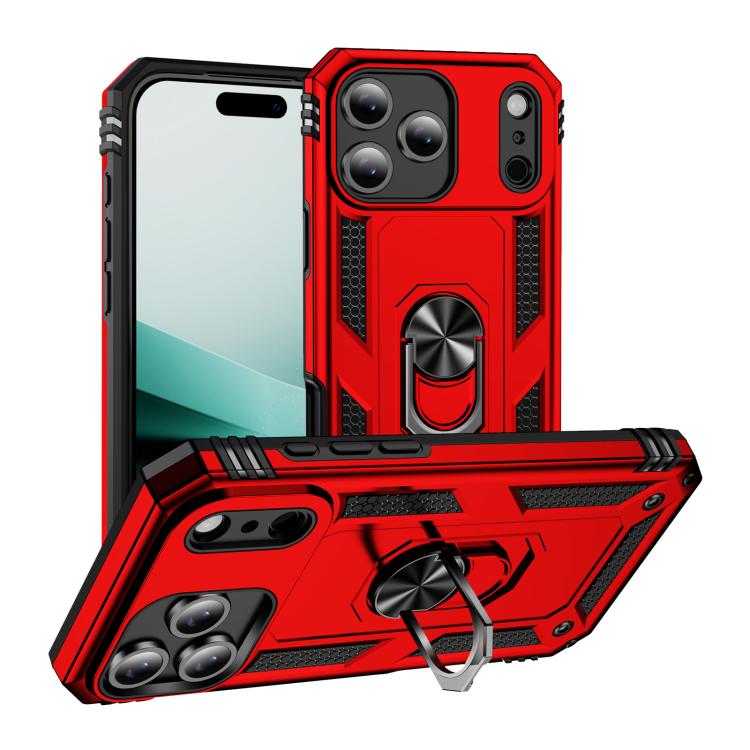 For iPhone 17 Pro Shockproof TPU Hybrid PC Phone Case with Holder(Red) - free shipping - PMc TechLife - Order now!
