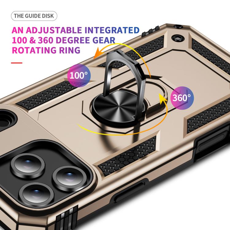 For iPhone 17 Pro Shockproof TPU Hybrid PC Phone Case with Holder(Gold) - free shipping - PMc TechLife - Order now!