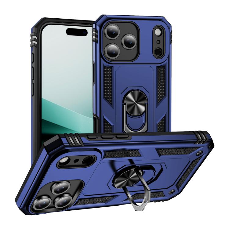 For iPhone 17 Pro Shockproof TPU Hybrid PC Phone Case with Holder(Blue) - free shipping - PMc TechLife - Order now!